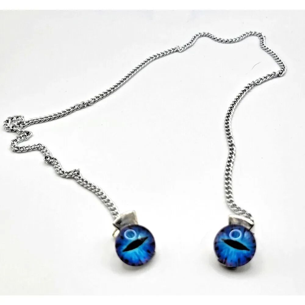 Brebitz Handmade Blue Cat Eye Clip On Fashion Chain 22in